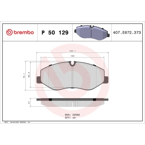 BREMBO Bremsbelagsatz, Scheibenbremse PRIME LINE