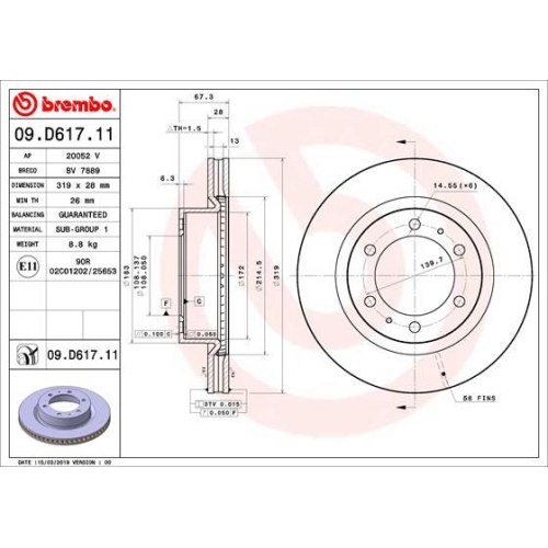 BREMBO Bremsscheibe PRIME LINE - UV Coated