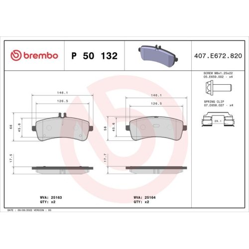 BREMBO Bremsbelagsatz, Scheibenbremse PRIME LINE