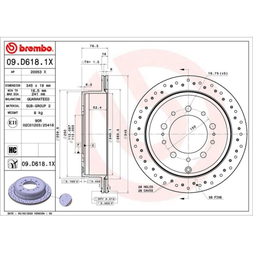 BREMBO Bremsscheibe XTRA LINE - Xtra