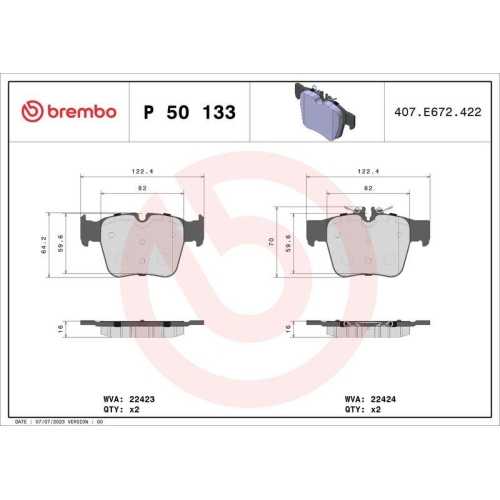 BREMBO Bremsbelagsatz, Scheibenbremse PRIME LINE