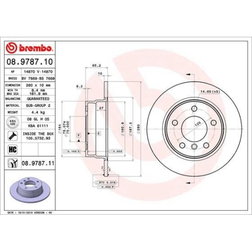 BREMBO Bremsscheibe PRIME LINE - UV Coated