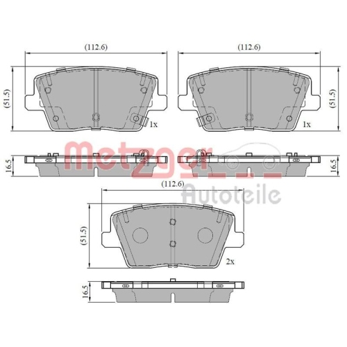 METZGER Bremsbelagsatz, Scheibenbremse