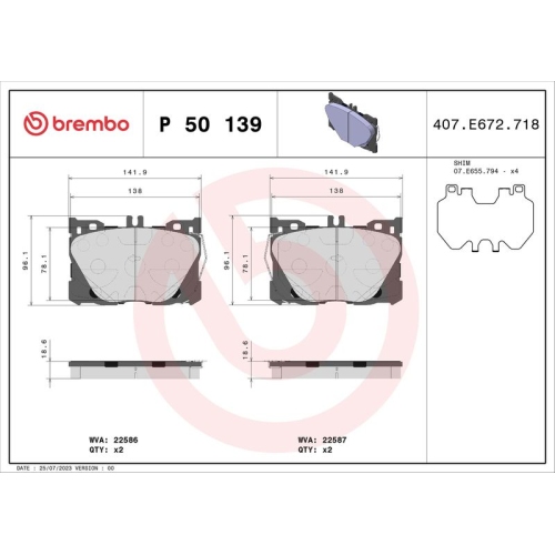 BREMBO Bremsbelagsatz, Scheibenbremse PRIME LINE