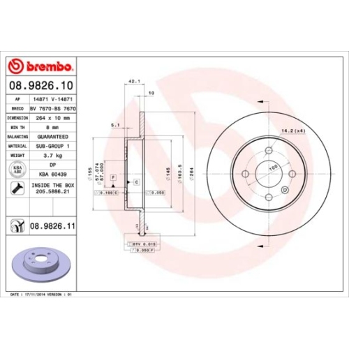 BREMBO Bremsscheibe PRIME LINE - UV Coated