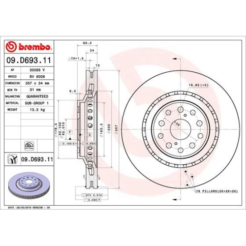 BREMBO Bremsscheibe PRIME LINE - UV Coated