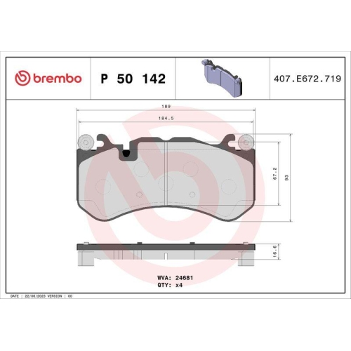 BREMBO Bremsbelagsatz, Scheibenbremse PRIME LINE