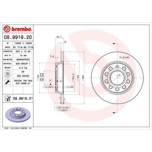 BREMBO Bremsscheibe PRIME LINE - UV Coated