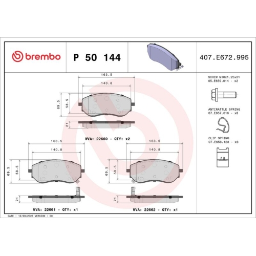 BREMBO Bremsbelagsatz, Scheibenbremse PRIME LINE