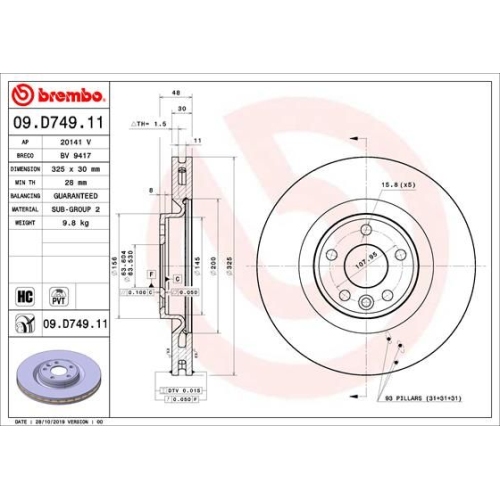 BREMBO Bremsscheibe PRIME LINE - UV Coated