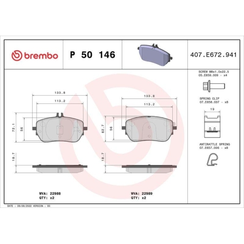 BREMBO Bremsbelagsatz, Scheibenbremse PRIME LINE