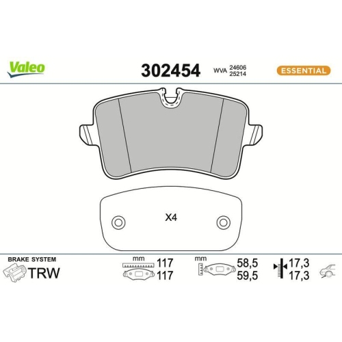VALEO Bremsbelagsatz, Scheibenbremse ESSENTIAL