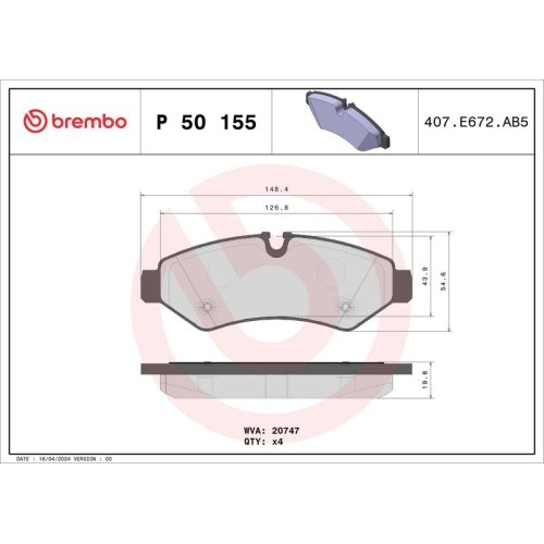 BREMBO Bremsbelagsatz, Scheibenbremse PRIME LINE