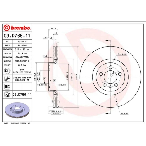 BREMBO Bremsscheibe PRIME LINE - UV Coated