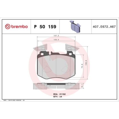 BREMBO Bremsbelagsatz, Scheibenbremse PRIME LINE