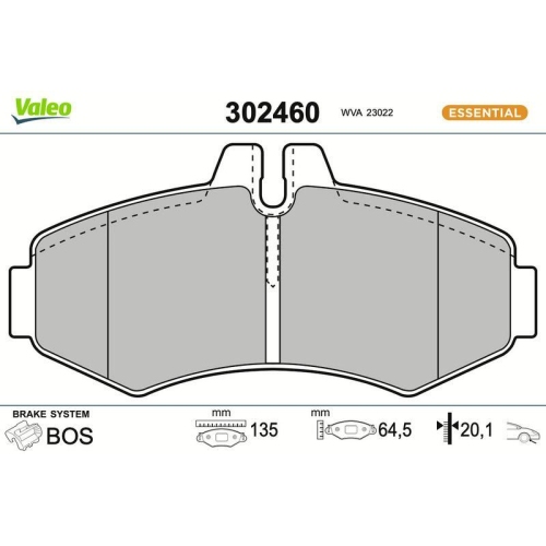 VALEO Bremsbelagsatz, Scheibenbremse ESSENTIAL