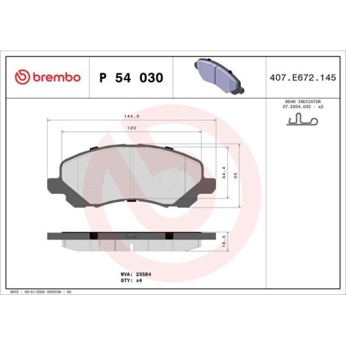 BREMBO Bremsbelagsatz, Scheibenbremse PRIME LINE