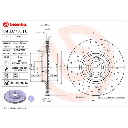 BREMBO Bremsscheibe XTRA LINE - Xtra