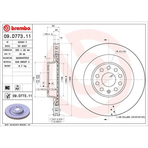 BREMBO Bremsscheibe PRIME LINE - UV Coated