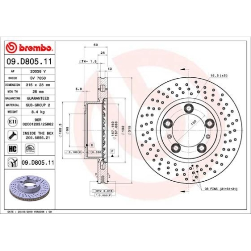 BREMBO Bremsscheibe PRIME LINE - UV Coated