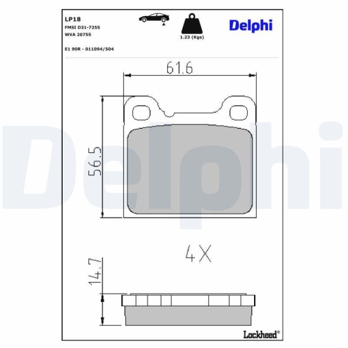 DELPHI Bremsbelagsatz, Scheibenbremse