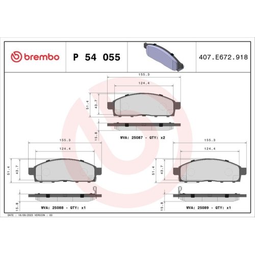 BREMBO Bremsbelagsatz, Scheibenbremse PRIME LINE