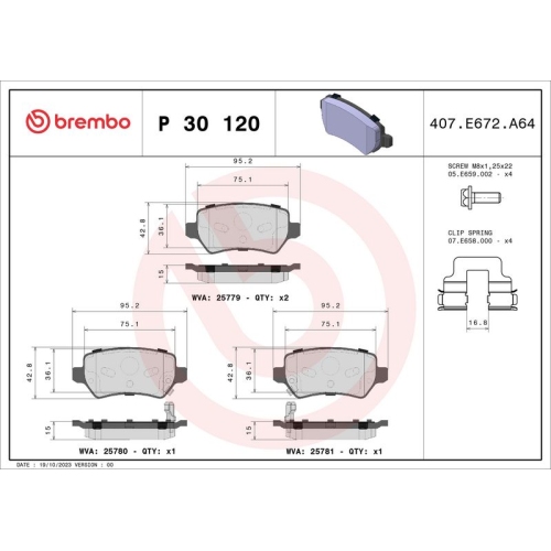 BREMBO Bremsbelagsatz, Scheibenbremse PRIME LINE