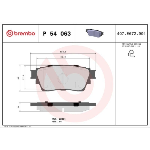 BREMBO Bremsbelagsatz, Scheibenbremse PRIME LINE