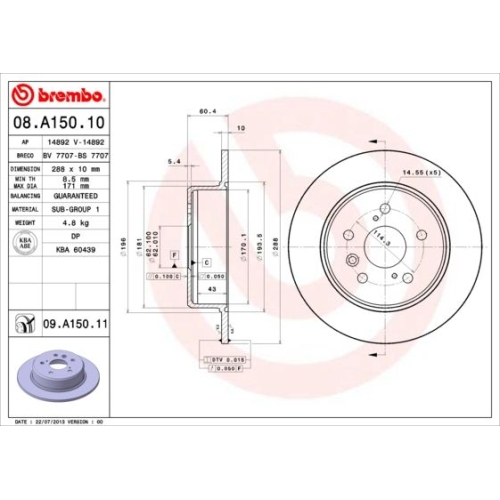 BREMBO Bremsscheibe PRIME LINE - UV Coated