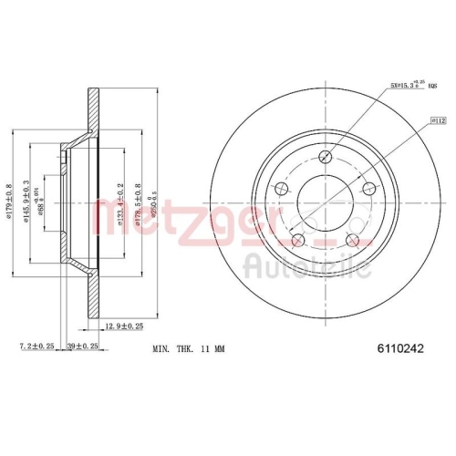 METZGER Bremsscheibe GREENPARTS