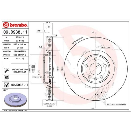 BREMBO Bremsscheibe PRIME LINE - UV Coated