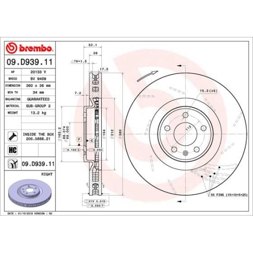 BREMBO Bremsscheibe PRIME LINE - UV Coated