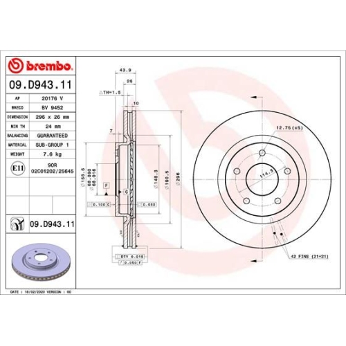 BREMBO Bremsscheibe PRIME LINE - UV Coated