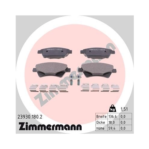 ZIMMERMANN Bremsbelagsatz, Scheibenbremse