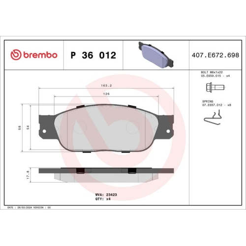 BREMBO Bremsbelagsatz, Scheibenbremse PRIME LINE