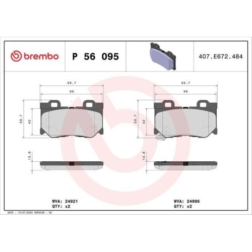 BREMBO Bremsbelagsatz, Scheibenbremse PRIME LINE