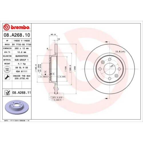 BREMBO Bremsscheibe PRIME LINE - UV Coated