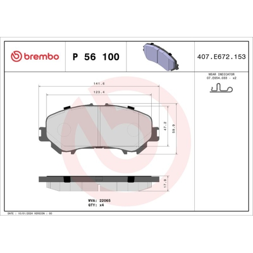 BREMBO Bremsbelagsatz, Scheibenbremse PRIME LINE