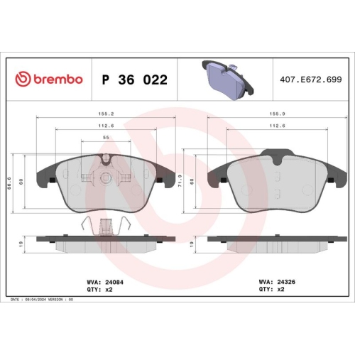 BREMBO Bremsbelagsatz, Scheibenbremse PRIME LINE