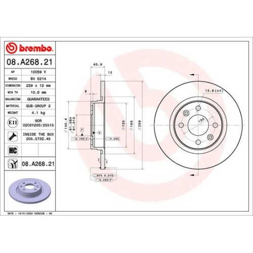 BREMBO Bremsscheibe PRIME LINE - UV Coated