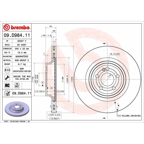 BREMBO Bremsscheibe PRIME LINE - UV Coated