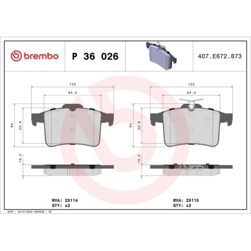 BREMBO Bremsbelagsatz, Scheibenbremse PRIME LINE