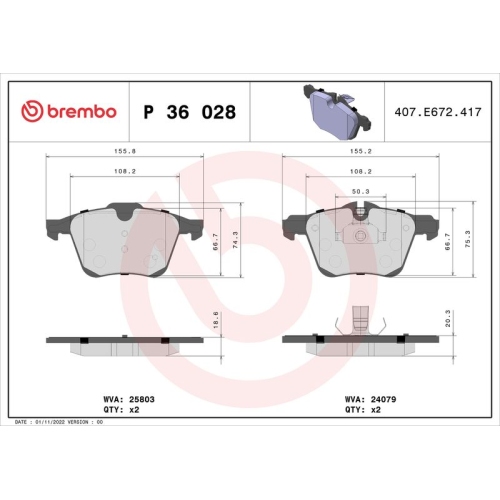 BREMBO Bremsbelagsatz, Scheibenbremse PRIME LINE