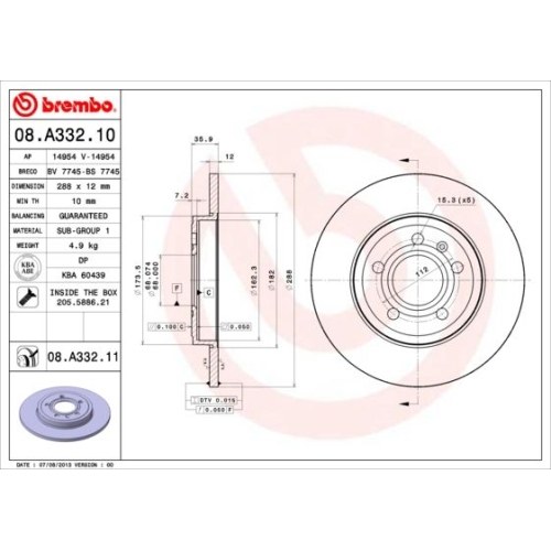 BREMBO Bremsscheibe PRIME LINE - UV Coated