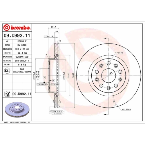 BREMBO Bremsscheibe PRIME LINE - UV Coated