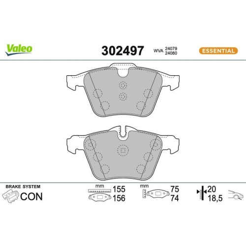 VALEO Bremsbelagsatz, Scheibenbremse ESSENTIAL