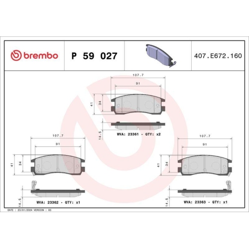 BREMBO Bremsbelagsatz, Scheibenbremse PRIME LINE