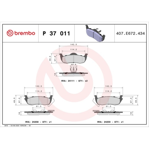 BREMBO Bremsbelagsatz, Scheibenbremse PRIME LINE