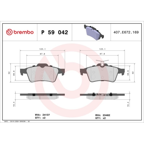 BREMBO Bremsbelagsatz, Scheibenbremse PRIME LINE