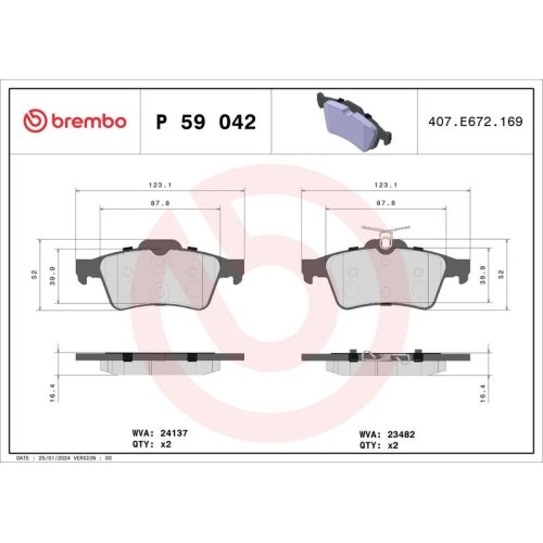 BREMBO Bremsbelagsatz, Scheibenbremse PRIME LINE